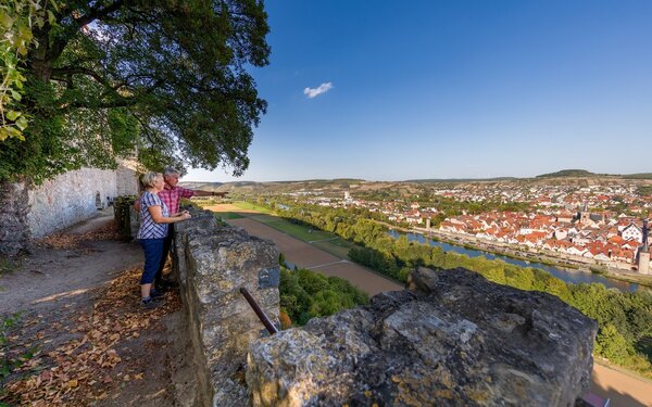 Karlsburg Wanderer Blick von der Karlsburg auf Karlstadt