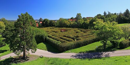 Ddas Heckenlabyrinth aus Buchenhecken, Foto: Uwe Miethe