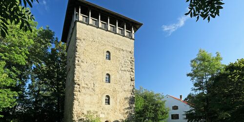 Burgruine Burg Kemnat, Kaufbeuren, der Römerturm, Foto: Uwe Miethe