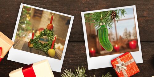 Weihnachtliche Polaroids und Geschenke