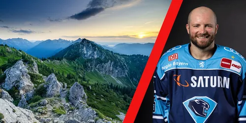 Luftaufnahme von ERC Ingolstadt Spieler und Ammergauer Alpen