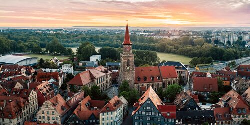 Luftaufnahme der Altstadt in Fürth