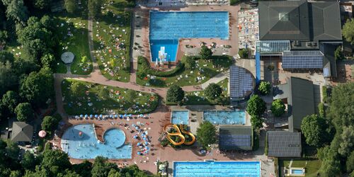 Luftaufnahme des Freibad Landshut