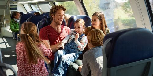 Familie im DB Regio Zug