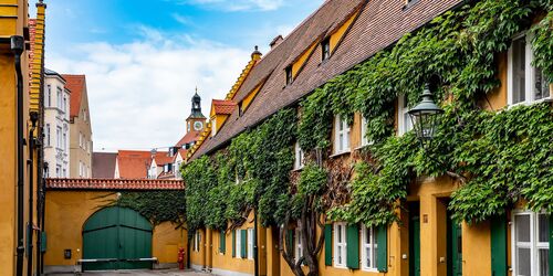 Blick auf die Fuggerei in Augsburg